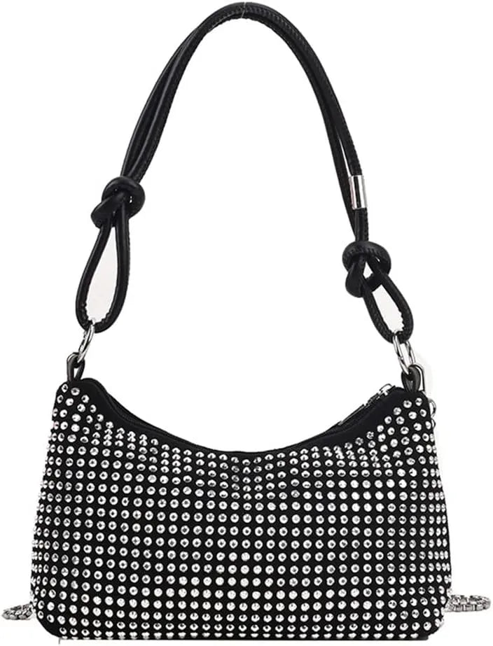 Women’s Rhinestone Studded Crossbody Bag - Sparkly Small Chain Shoulder Bag for Parties & Evening Wear