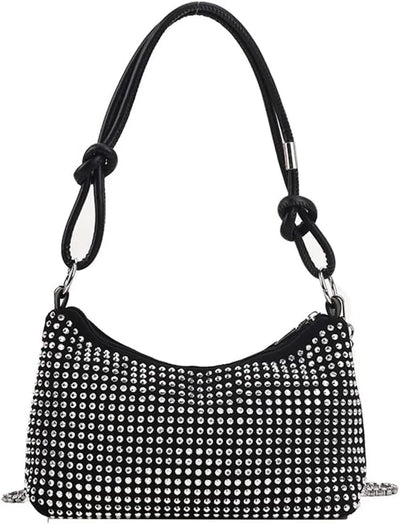 Women’s Rhinestone Studded Crossbody Bag - Sparkly Small Chain Shoulder Bag for Parties & Evening Wear