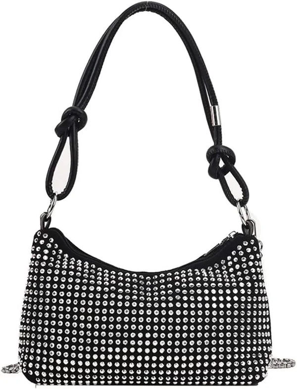 Women’s Rhinestone Studded Crossbody Bag - Sparkly Small Chain Shoulder Bag for Parties & Evening Wear