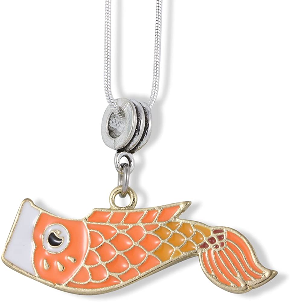 Koi Fish Coi Charm Snake Chain Necklace