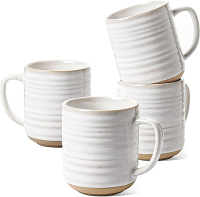 LE TAUCI Coffee Mugs 12 oz, Ceramic Mug Set, Housewarming Wedding Present, Coffee Cups for Latte, Hot Tea, Cappuccino, Mocha, Cocoa - Set of 4, Arctic White
