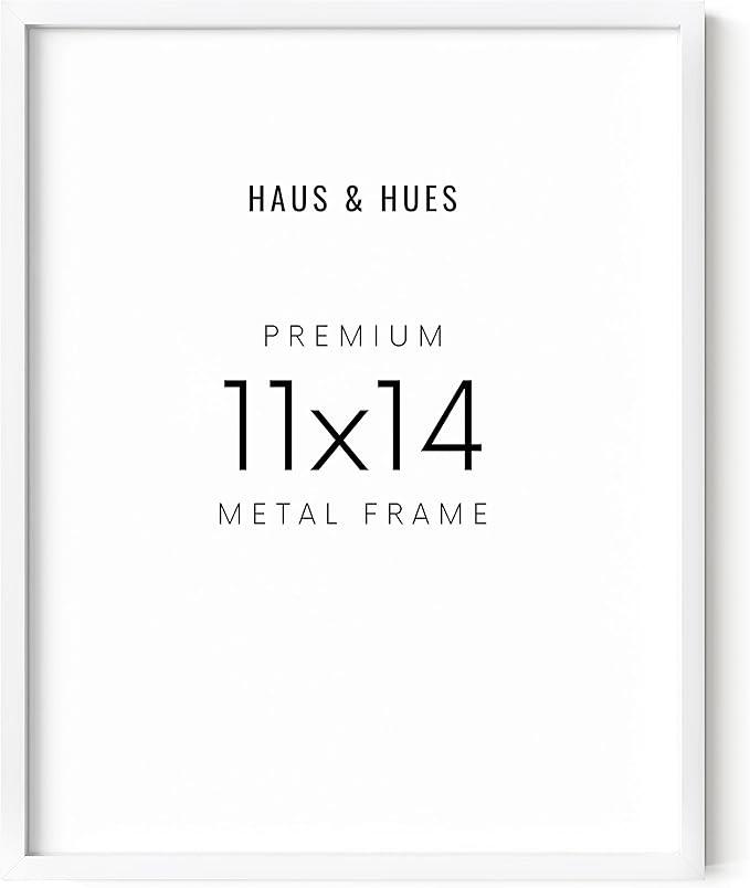 HAUS AND HUES White 11x14 Picture Frame, Aluminum, Modern, 14.0x11.0 inches, 0.75 inches Deep, 1 Piece, Unisex Adult, White