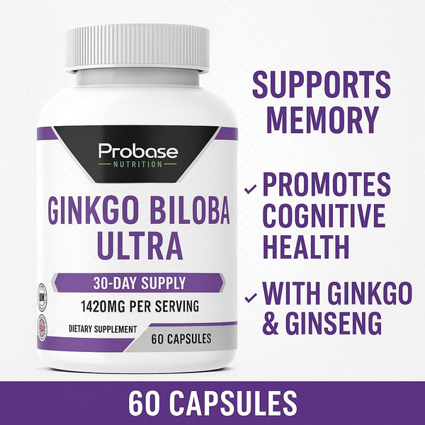 Probase Nutrition Ginkgo Biloba Ultra 60 Capsules 30-Day Supply