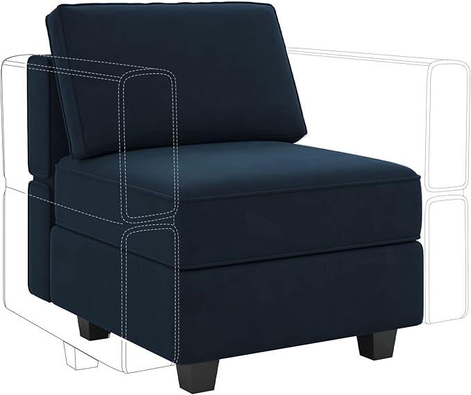 Belffin Modular Sofa Middle Module with Storage Accent Armless Chair for Modular Sectional Sofa Couch Velvet Blue