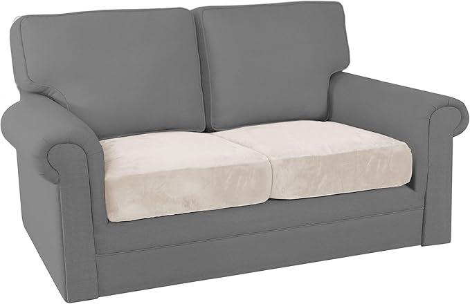 PrinceDeco Velvet Couch Cushion Cover Stretch Sofa Seat Covers Washable Cushion Slipcover for Chair Love Seat Sofa Cushion Furniture Protector Seat Cushion Sofa Cover (Each Width Up to 29.5