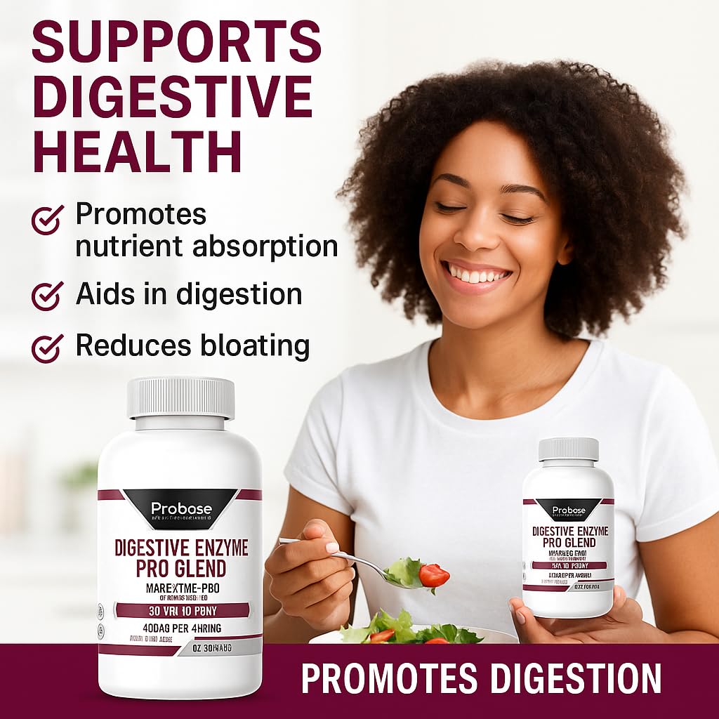 Probase Nutrition Digestive Enzyme Pro Blend 60 Capsules 30-Day Supply