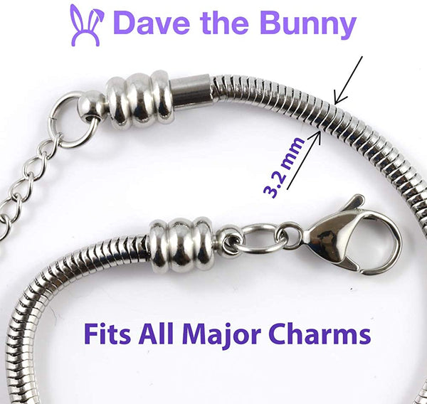 I Love ( Heart ) Sewing Snake Chain Charm Bracelet