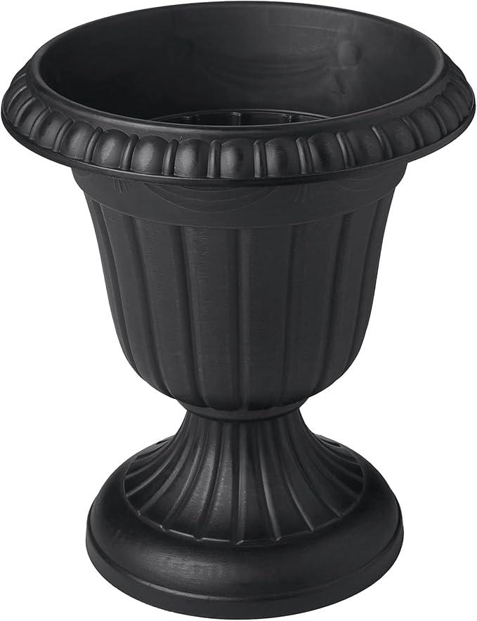 PL10BK Classic Traditional Plastic Urn Planter Indoor/Outdoor, 15