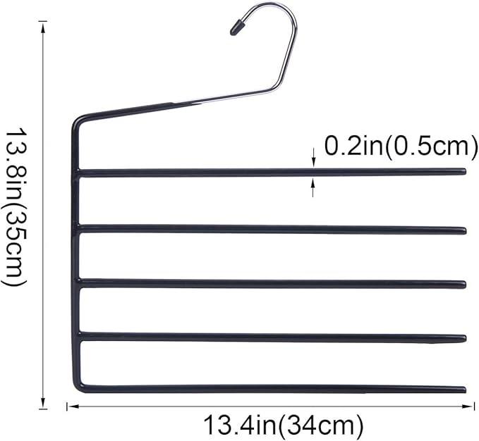 Nature Smile Pants Hangers 3pack, Heavy Duty Multi Layers Space Saving Slack Hangers,Non Slip 5 Tier Open-Ended Pants Hanger Closet Storage Organizer for Garden Flags Trousers Jeans Scarf