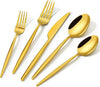 KINGSTONE Silverware Set, 40-Piece Flatware Set Cutlery Set Premium 18/10 Stainless Steel, Tableware Include Forks Knives Spoons for Home Kitchen Restaurant Wedding, Dishwasher Safe, Gold