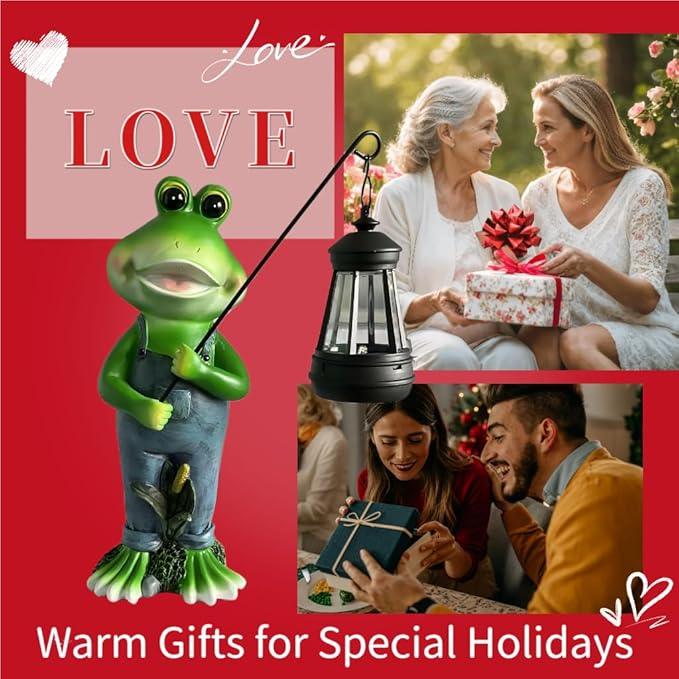 Cute Cowboy Frog Garden Statue for Mom - Unique Outdoor Decor, Waterproof Resin, Perfect for Garden, Yard, Lawn Decoration, Top
