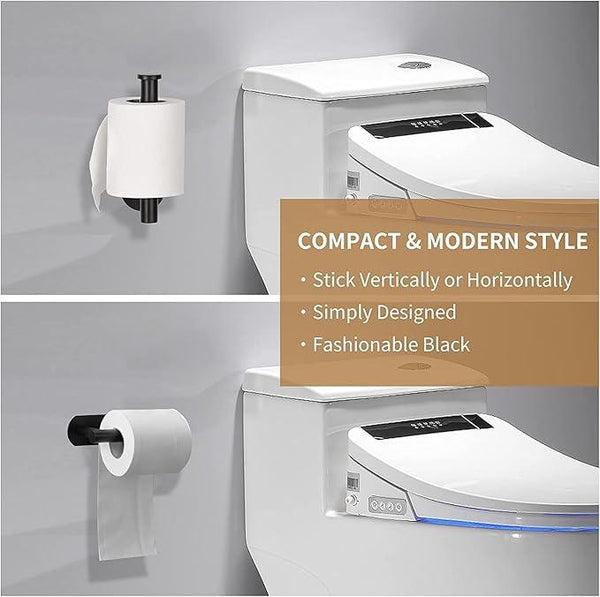 Toilet Paper Holder,Matt Black, Wall Mount,Upgraded Adhesive Toilet Paper Roll Holder,no Drilling,Bathroom/Rv/Washroom, SUS 304 Stainless Steel, Rustproof (Black, 2 Pieces)
