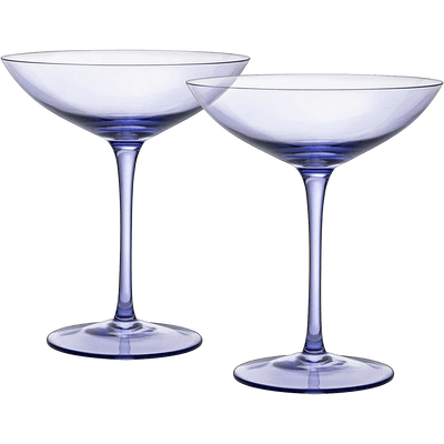 Champagne Coupes 12oz by The Wine Savant - Colorful Champagne Glasses, Prosecco, Mimosa Glasses Set, Cocktail Glass Set, Bar Glassware Luster Glasses (2, Lavender)
