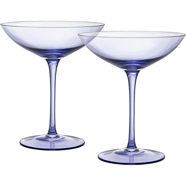 Champagne Coupes 12oz by The Wine Savant - Colorful Champagne Glasses, Prosecco, Mimosa Glasses Set, Cocktail Glass Set, Bar Glassware Luster Glasses (2, Lavender)