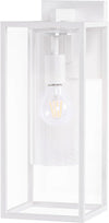15.7 Inch Outdoor Wall Lights, Outdoor Wall Lantern with Circular Clear Glass Shade, Waterproof Exterior Lighting Fixtures, Modern Front Porch Lighting for House, Garage, E26 Base, ETL Listed, White