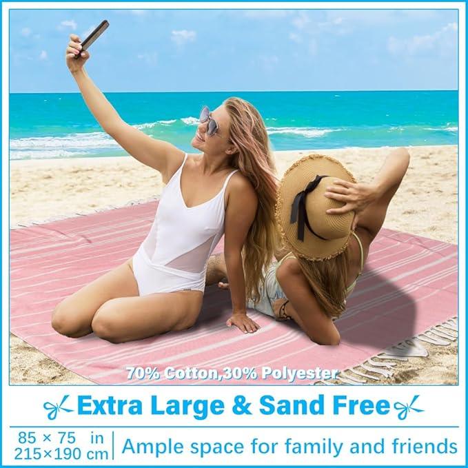 Oversized Turkish Beach Towel Blanket XXL Cotton Sandproof Towels Boho Woven Extra Large Big Sand Free Giant Throw Thick Blankets Huge Quilt XL Picnic Camping Necessities Cloud For Adult Gifts