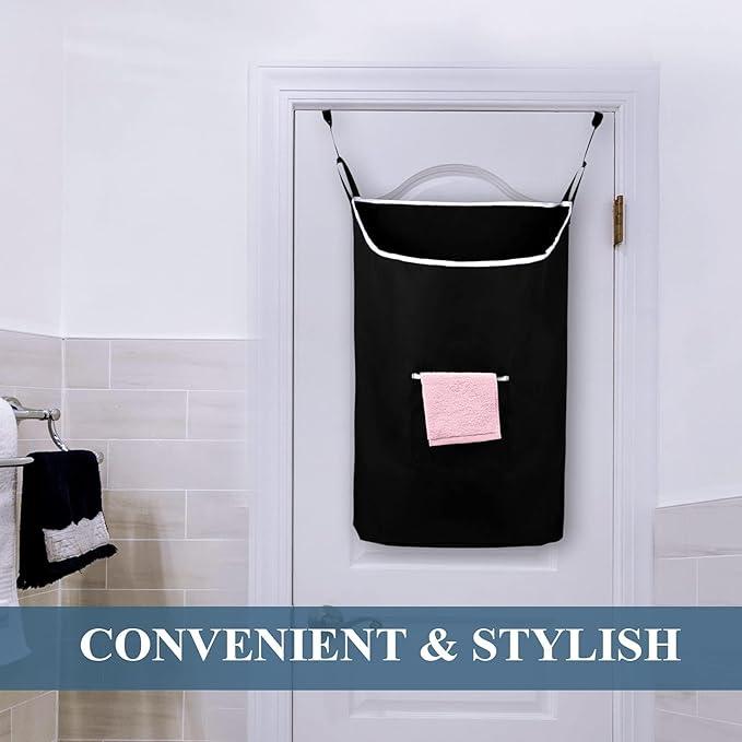The Fine Living Co. X-Large Hanging Laundry Hamper with Over Door Hooks & Adhesive,Durable Space Saving Laundry Bag with Zipper and Wide Open Top,Hanging Dorm Laundry Hamper 20