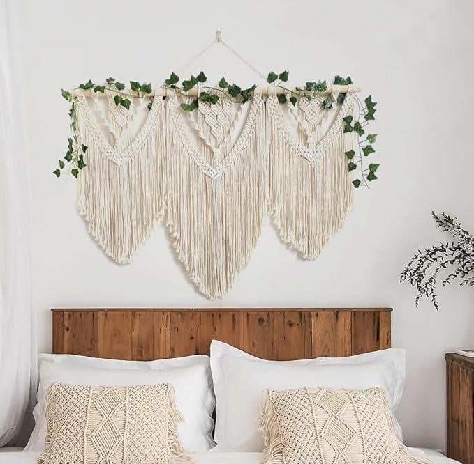 guzhiou large macrame wall hanging - Boho Tapestry Macrame Wall Decor Art- Chic Bohemian Handmade Woven Tapestry Home Decoration for Bedroom Living Room Apartment Wedding Party - 43