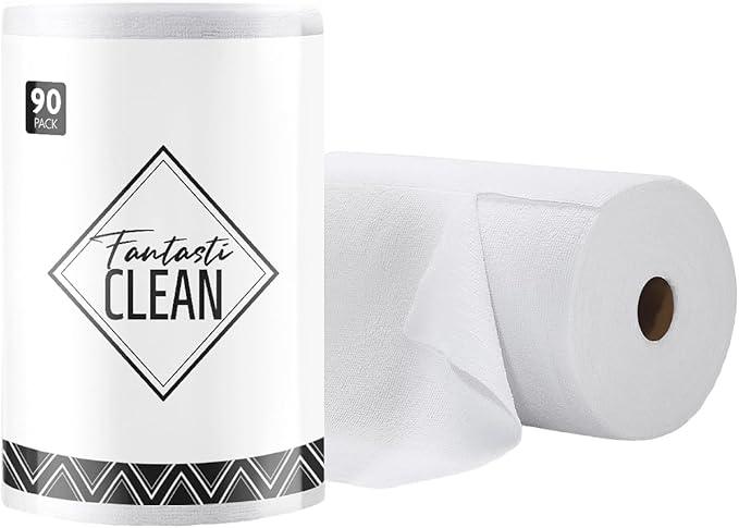 Fantasticlean Microfiber Cleaning Cloth Roll -90 Pack, Tear Away Microfiber Towels, 12