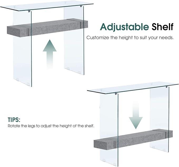 ivinta Glass Console Table with Storage, 39.4