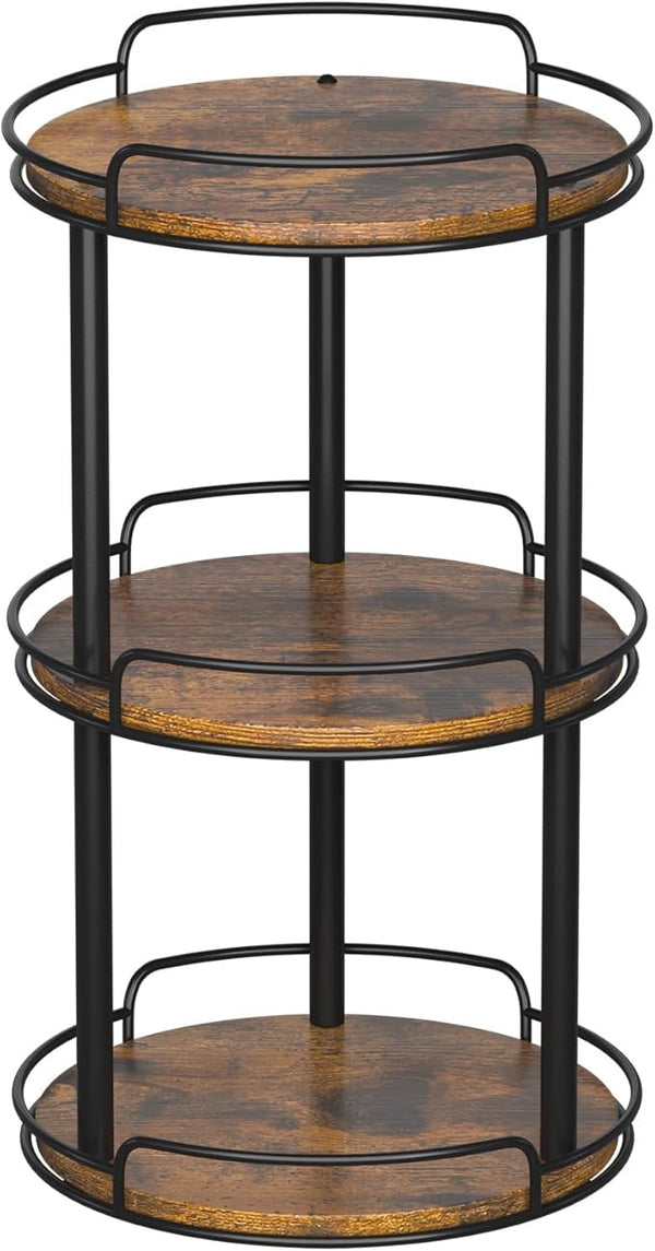 LAMU 10.2'' Wood Lazy Susan Turntable Organizer for Cabinet, 3 Tier Lazy Susan Spice Rack Organizer for Kitchen, Table Top, Countertop, Pantry, Bathroom
