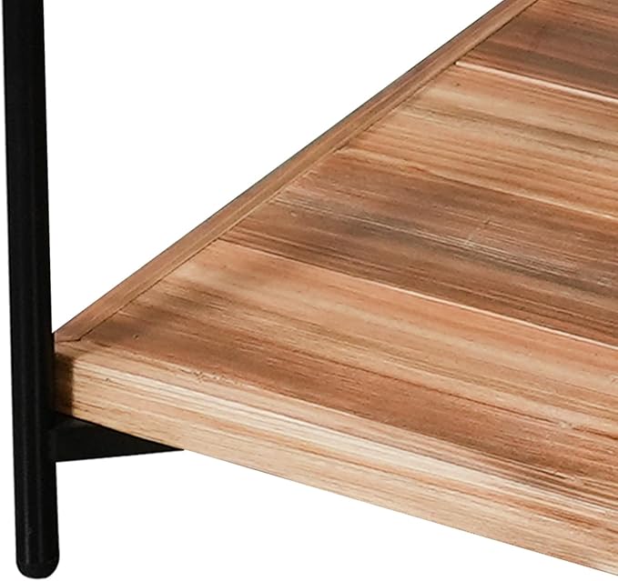 CONSDAN StoneCreek Solid Fir Wood Side Table - Metal Frame, 2-Tier End Table for Living Room/Bedroom/Office, 23