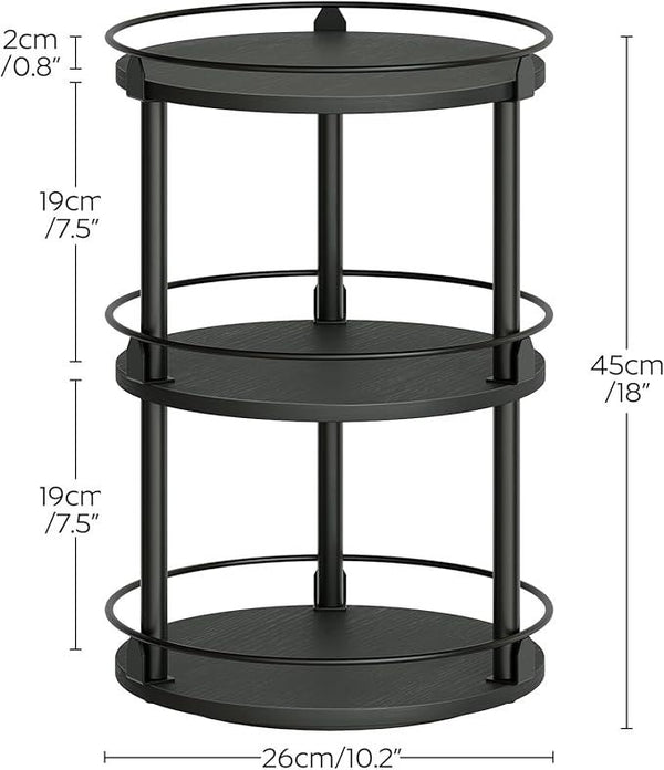3-Tier Lazy Susan Organizer, Rotating Spice Rack, Spinning Organizer, Industrial Turntable Spice Rack Organizer for Cabinet, Kitchen Countertop, Pantry, Black SR23BK