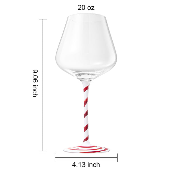 Khen Holiday Candy Cane Wine Glasses Set of 2 Santa Red White Striped