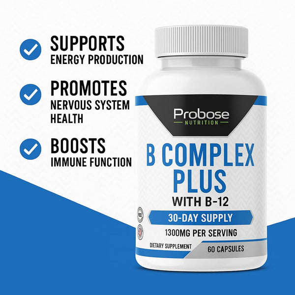 Probase Nutrition B Complex Plus with B-12 60 Capsules 30-Day Supply