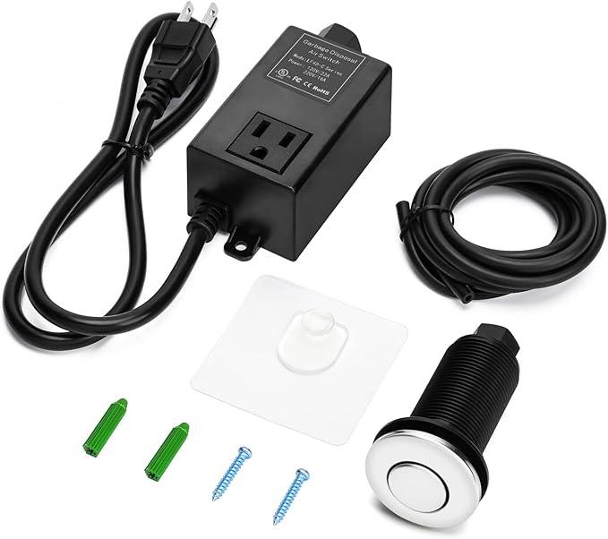 Garbage Disposal Air Switch Kit for SinkTop Waste Disposal with Stainless Steel Polished Long Air Button by briidea