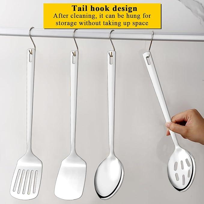 Homquen Stainless Steel Kitchen Utensils Set 4pcs, Cooking Utensils Set, Kitchen Tools Spatulas Set, Cooking Spoons, Home Essentials Kitchen Gadgets Accessories