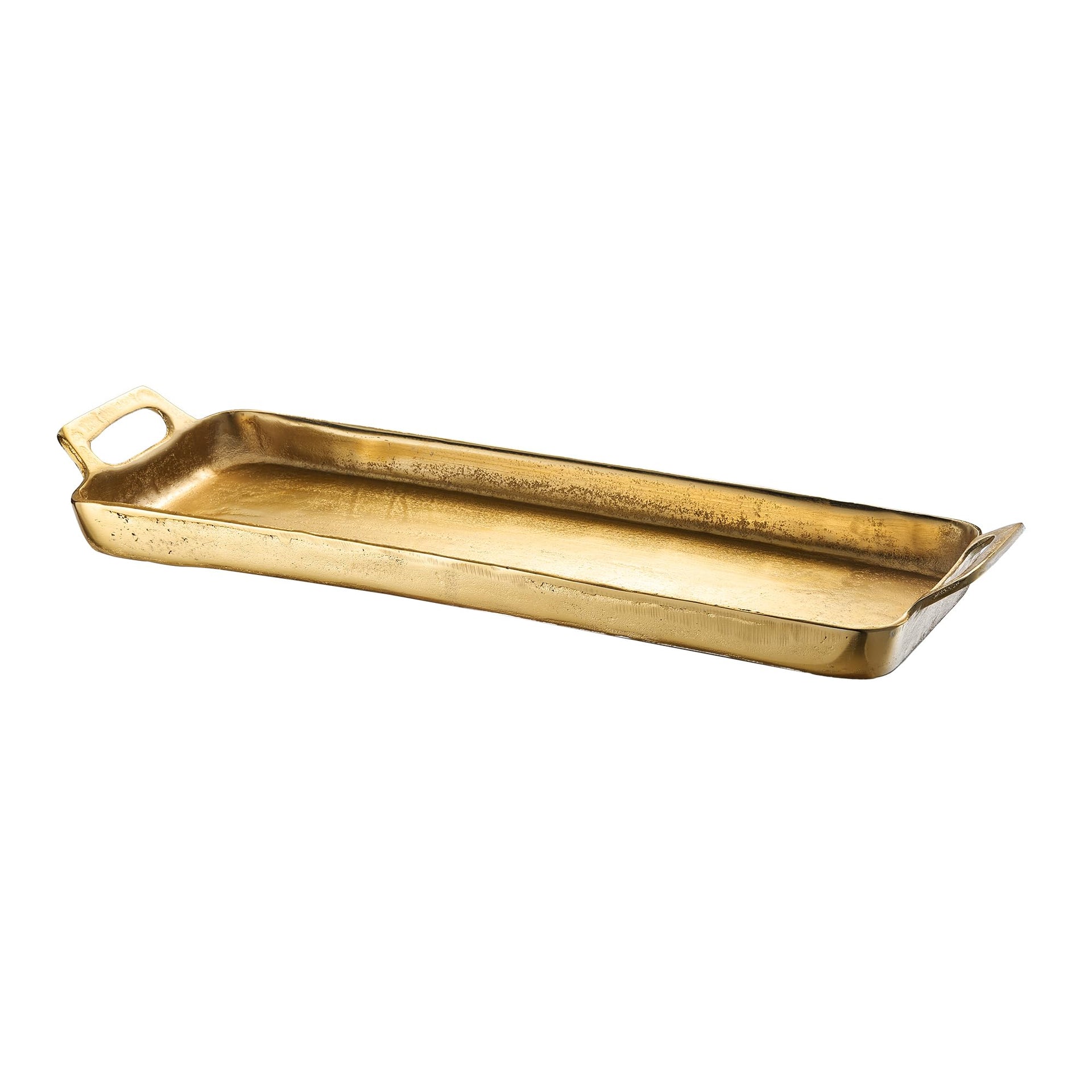 Large Brass Gold Decorative Tray with Handles, 24