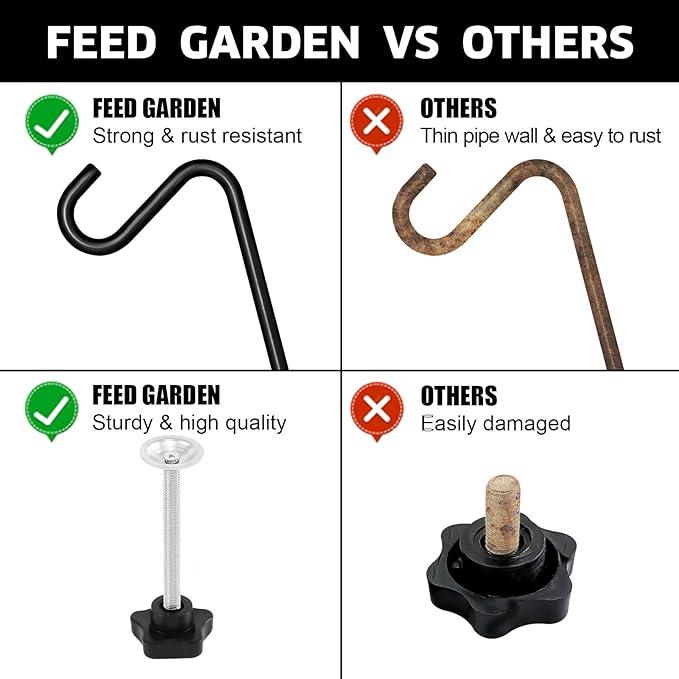 FEED GARDEN 31 Inch Heavy Duty Deck Hook, Non-Slip Clamp, 360 Degree Swivel, Black for Bird Feeders, Planters, Suet Baskets, Lanterns, Wind Chimes, 2 Pack