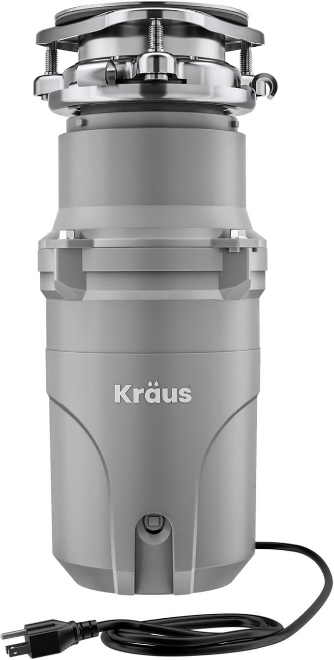KRAUS® WasteGuard™ High-Speed 1/2 HP Continuous Feed Ultra-Quiet Motor Garbage Disposal with Power Cord and Flange Included and Universal Mount