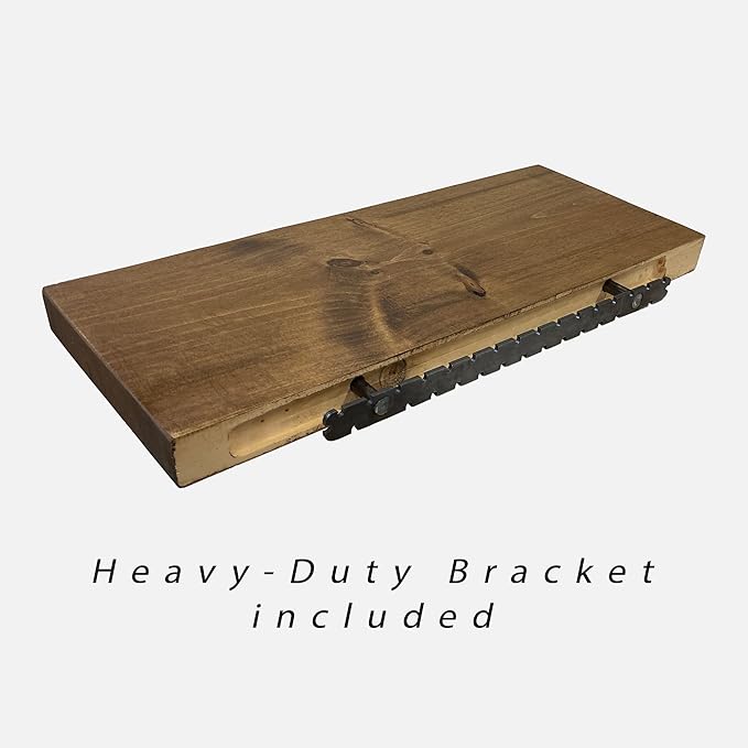 URBANDI, Rustic Floating Shelves, Set of 2, Hidden Bracket, Solid Wood, Heavy Duty, Wall Mounted Shelves, (Grey, 48Wx6D)