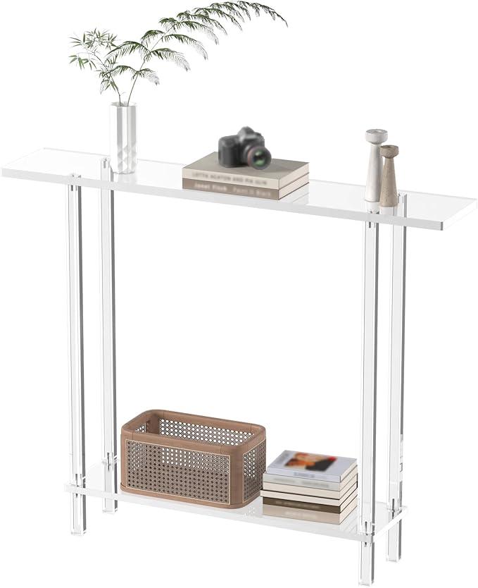 Acrylic Narrow Console Table for Entryway, 7.6