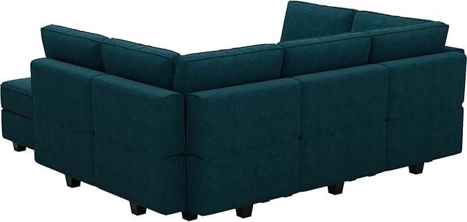 Belffin Modular Sectional Sleeper Sofa Couch with Storage Ottoman Convertible Sectional Couches for Living Room Terry Reversible Chaise. Peacock Blue Sofa