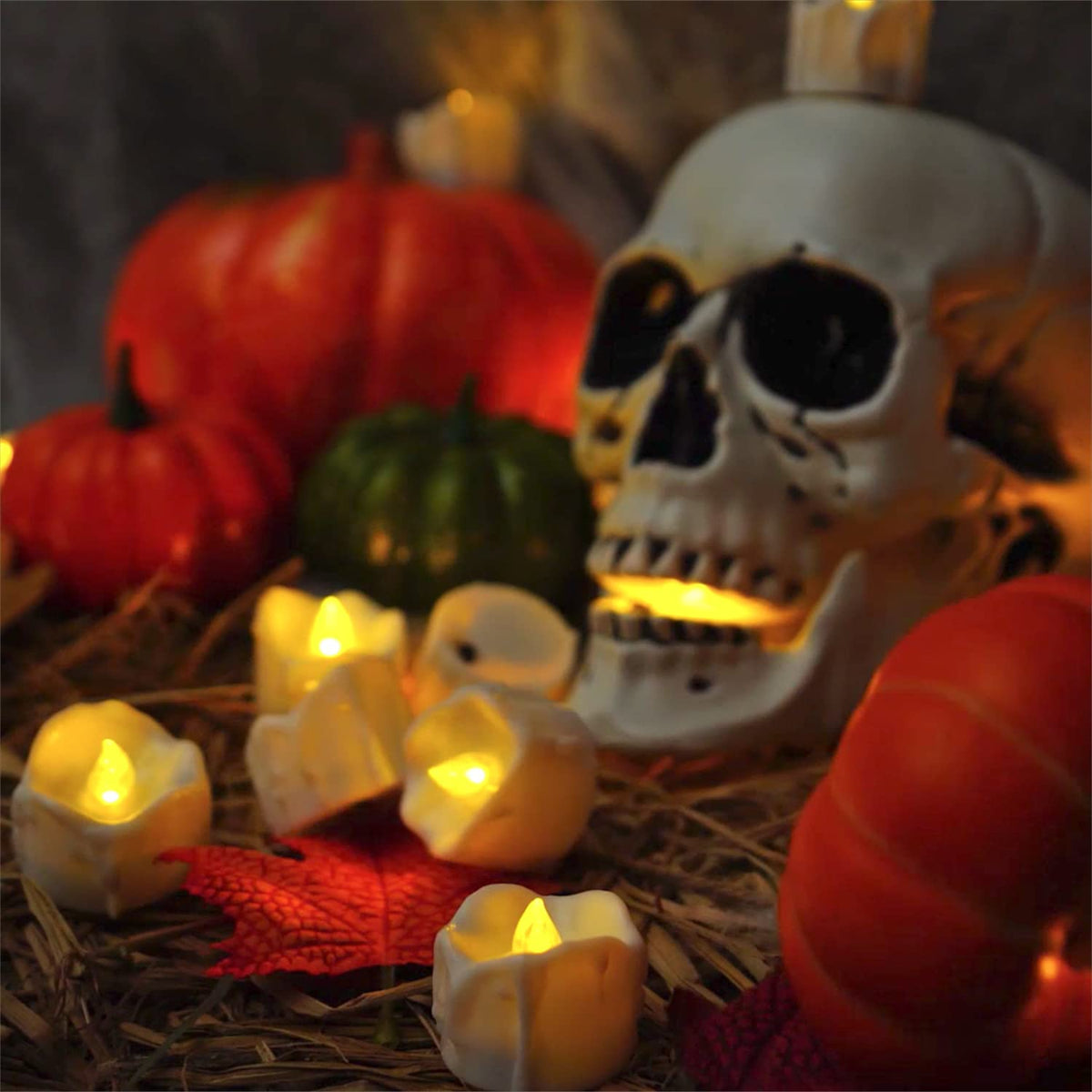 24 Flickering Tea Lights with Timer, Extra Batteries Included