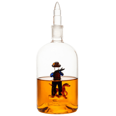 Wine & Whiskey Decanter, Hunting Gifts, Hunter with Dog - 750ml Decanter Bourbon Scotch Unique Gift for Him - Gamebirds Game - Hunter's Cowboy Decanter, Western Style Decanter, Gift Glassware