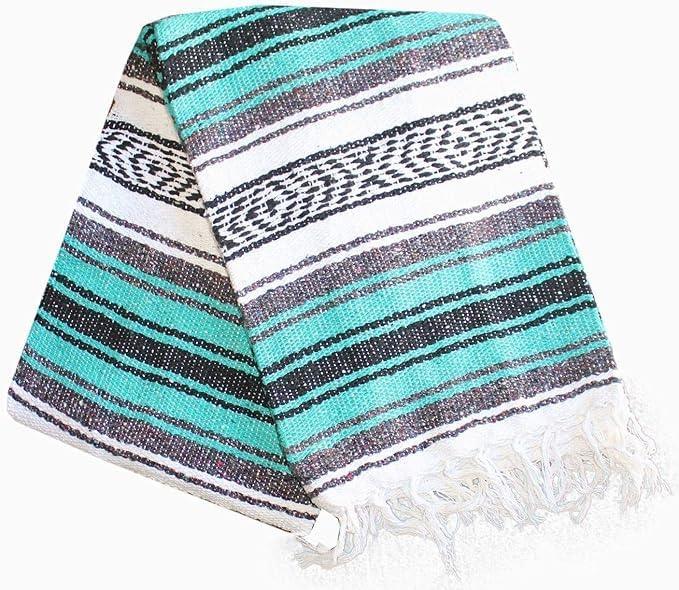 Del Mex Classic Mexican Blanket, Large Authentic Woven Falsa Throw (70