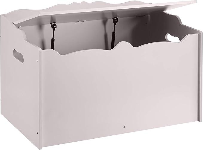 Amazon Basics Kids Toy Box, Wooden Organizer Storage Chest, Gray, 30