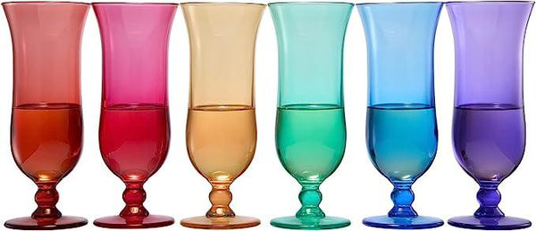Unbreakable Color Hurricane Glasses | Set of 6 | 100% Tritan Drinkware, 14 oz Acrylic Dishwasher Safe Shatterproof BPA-free plastic, Reusable Pina Colada, Cocktail Margarita Tropical Party Drinkware