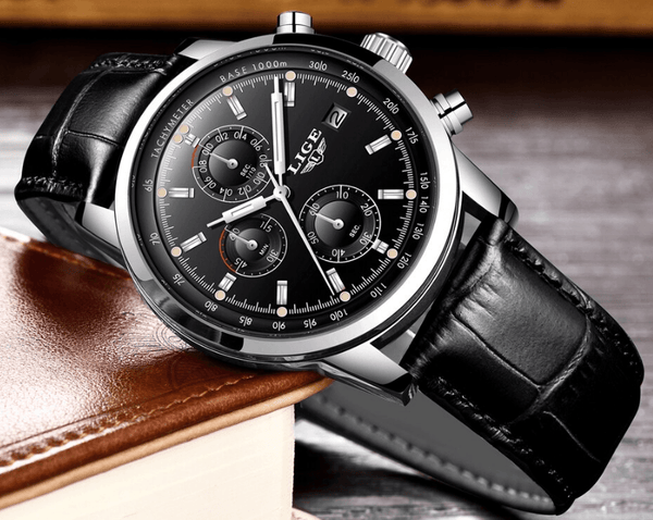 Men's  Waterproof Watch With Chronometers Date Display And Fluorescent Pointers Excellent Look Perfect Gift