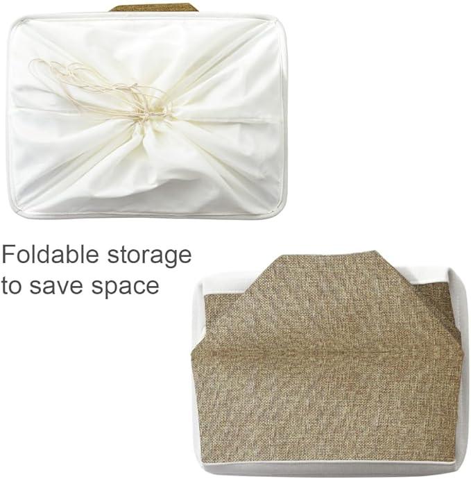 TheWarmHome Organization Basket - 20x16x14 inch Jumbo 3 Pack Collapsible Storage Bins for Shelves, Fabric Storage Cubes for Closet Organizer Gift Toy (White & Khaki)