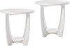 Rustic Farmhouse end Table X 2P with Storage Shelf, French Country Accent Side Table for Family, Dinning or Living Room, Small Spaces, Modern, Round, White