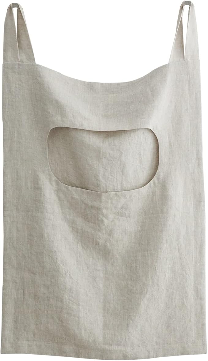 Amazhiyu 100% Linen Door Hanging Laundry Hamper Bag, 19x27 Inches (Linen)