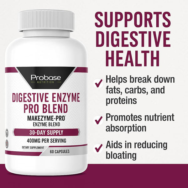 Probase Nutrition Digestive Enzyme Pro Blend 60 Capsules 30-Day Supply