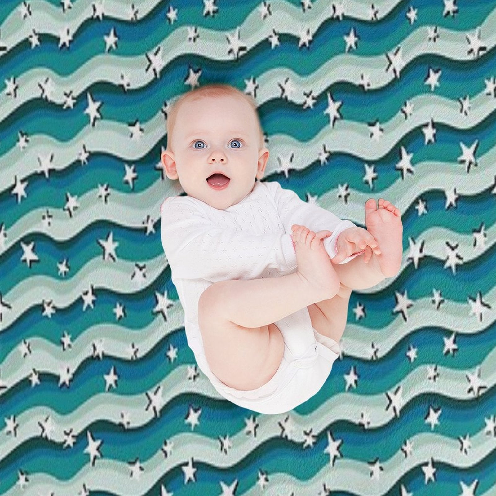 Copy of Stars And Stripes Teal Blue Fun Colourful Pattern Quick-dry Throw Blanket