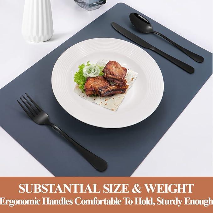Lazycorner 20 Pcs Black Silverware Set for 4, Mirror Polished Flatware Set Stainless Steel Fork Knife Spoon, Food Grade Eating Utensils Sets, Reusable Silverwear Cutlery Set, Dishwasher Safe