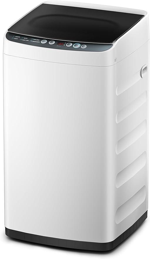Midea MLTW09M1BWW Portable Washer with 6 Cycles, Drum Clean, Quick, Stainless Steel Tub, Transparent Lid, LED Display Washing Machine, 0.9 cu. ft, White